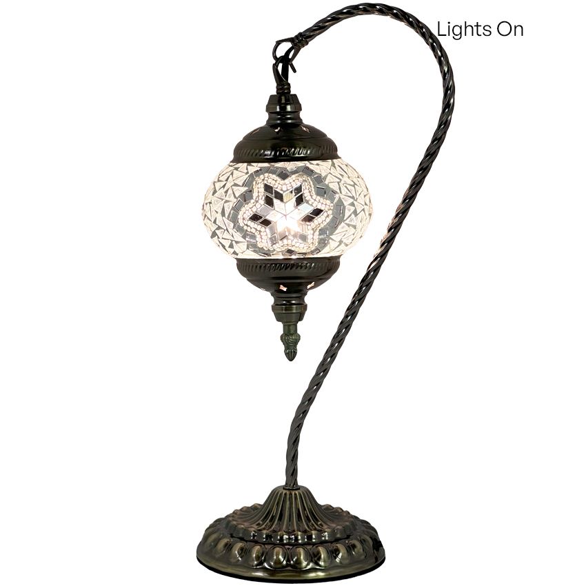 Moonlight Elegance mosaic glass table lamp — close-up of the mosaic glass