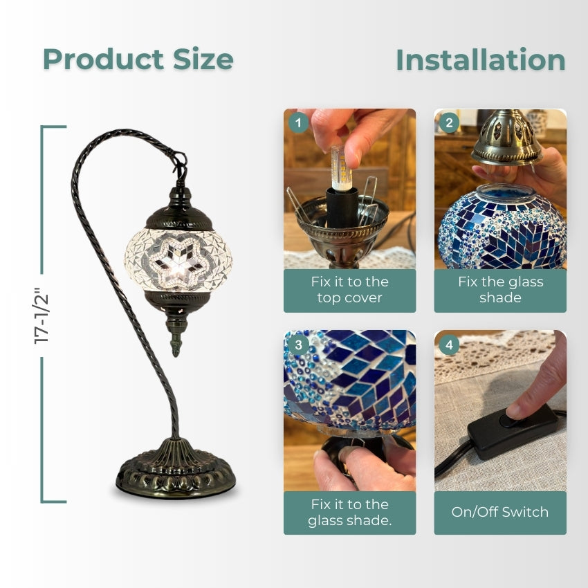 Moonlight Elegance mosaic glass table lamp — handmade craftsmanship