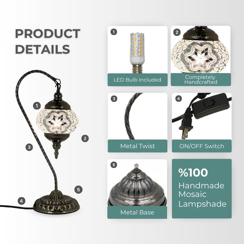 Moonlight Elegance mosaic glass table lamp — setup guide