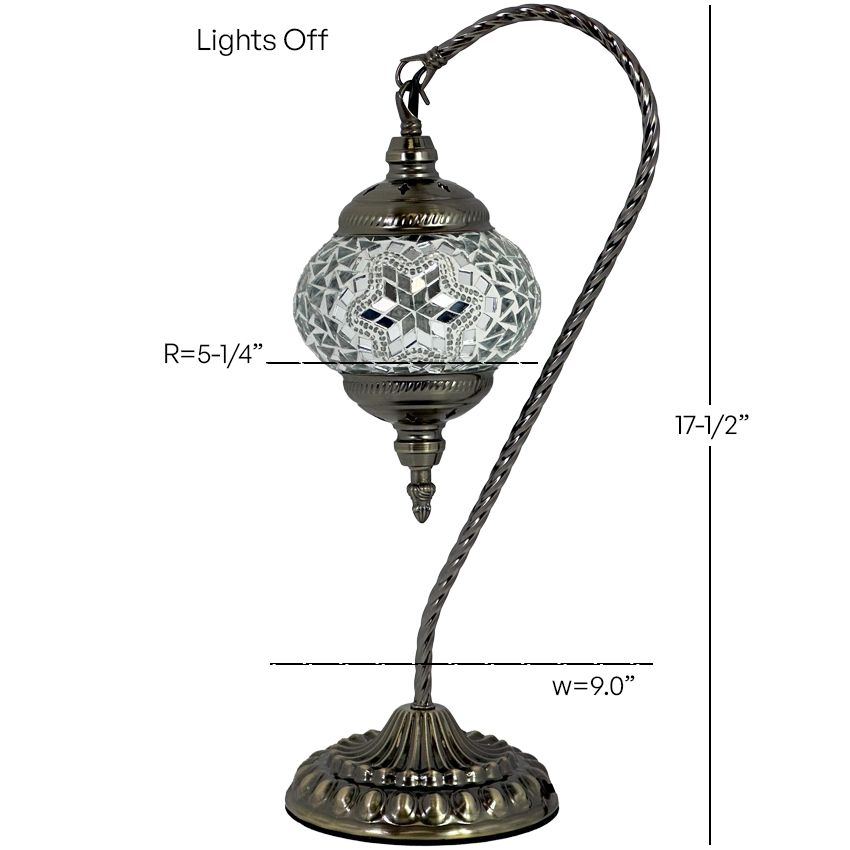 Moonlight Elegance mosaic glass table lamp — size and dimensions