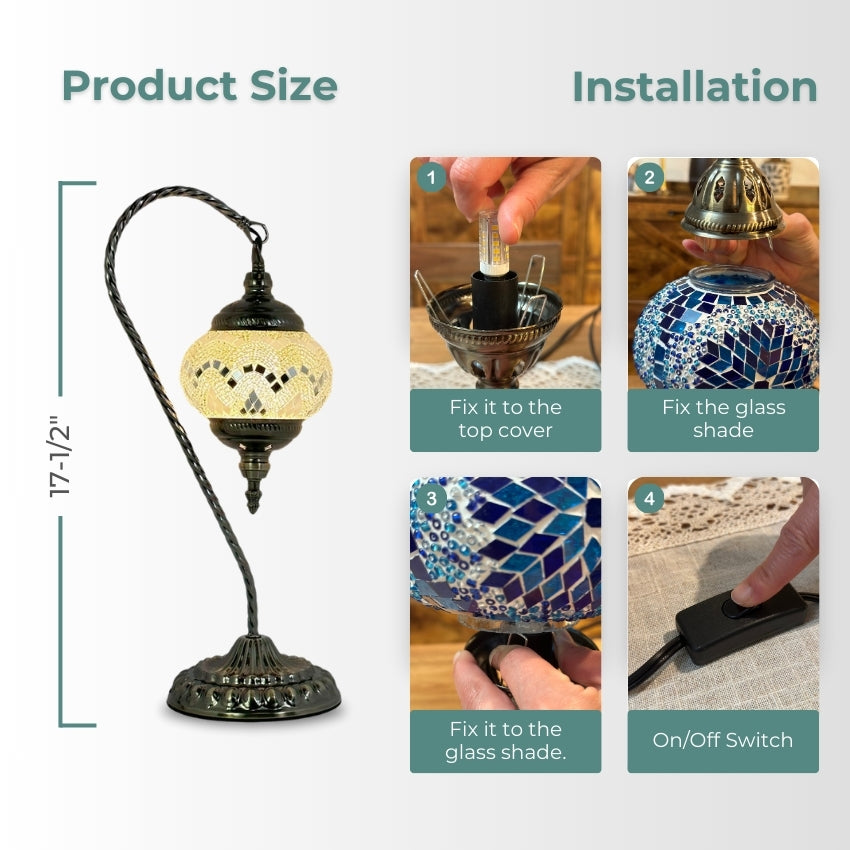 Soft Moonlight mosaic glass table lamp — handmade craftsmanship