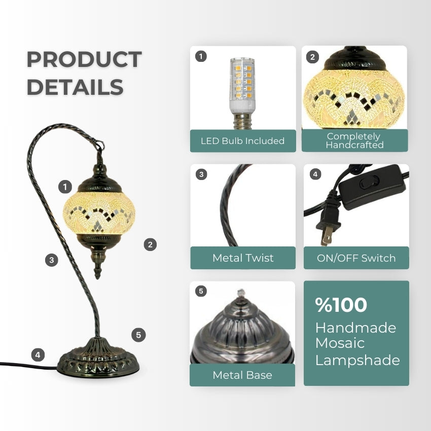Soft Moonlight mosaic glass table lamp — setup guide