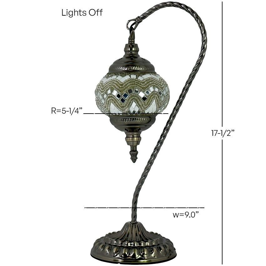 Soft Moonlight mosaic glass table lamp — size and dimensions