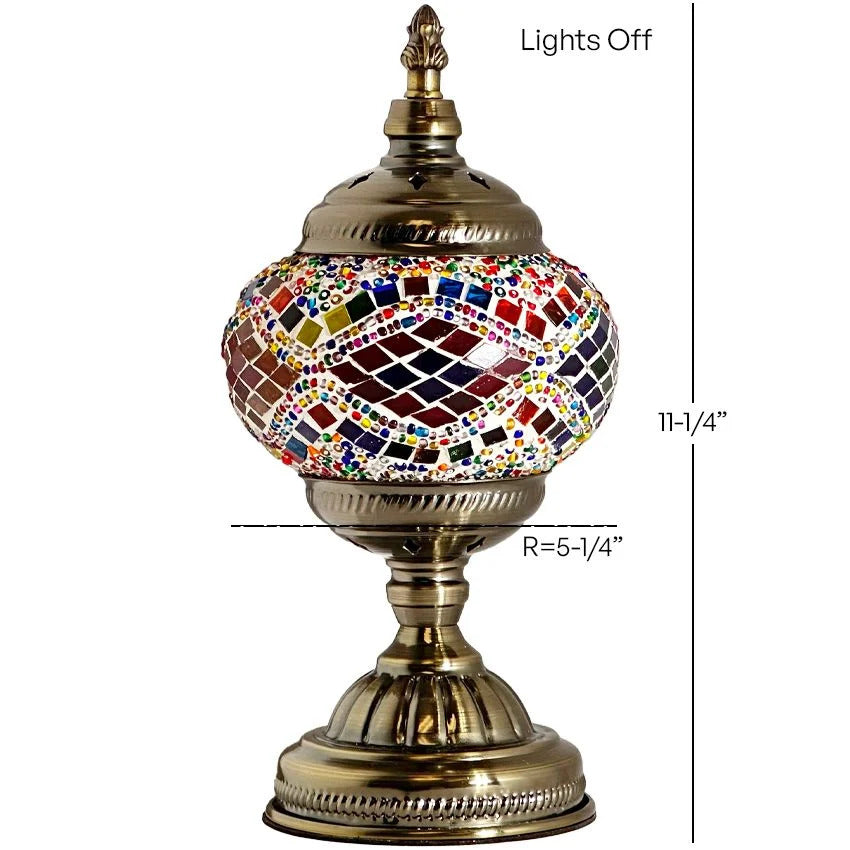 Rainbow Harmony mosaic glass table lamp — size and dimensions