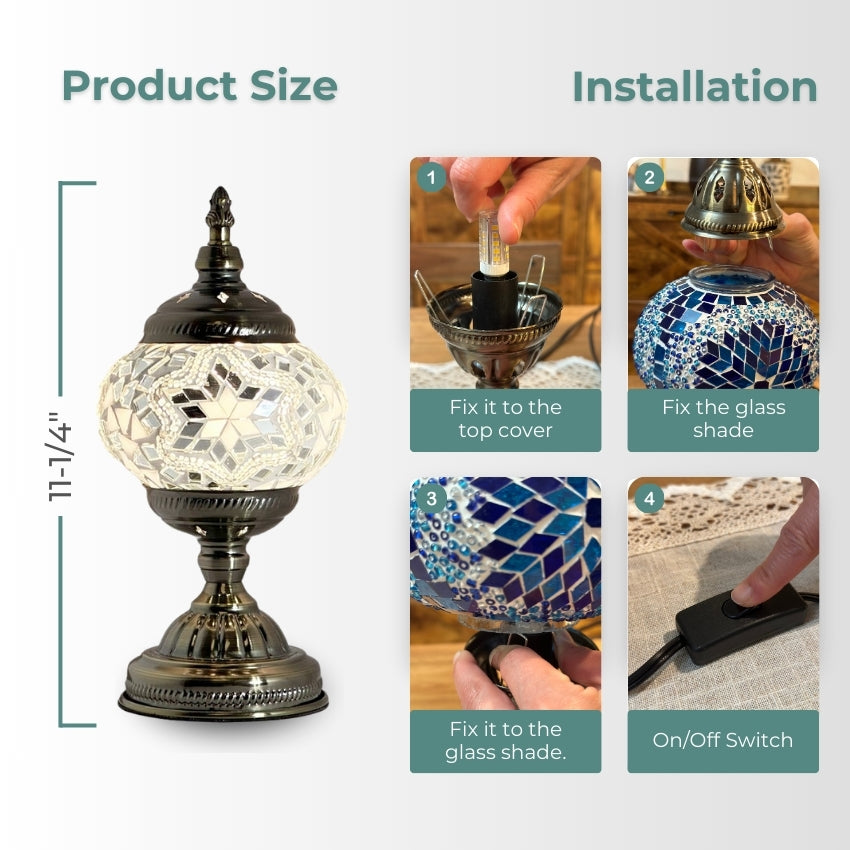 Moroccan Charm mosaic glass table lamp — handmade craftsmanship