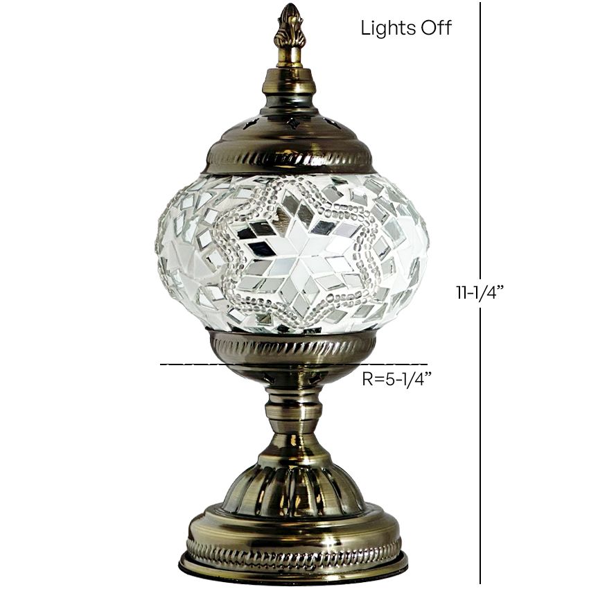 Moroccan Charm mosaic glass table lamp — size and dimensions