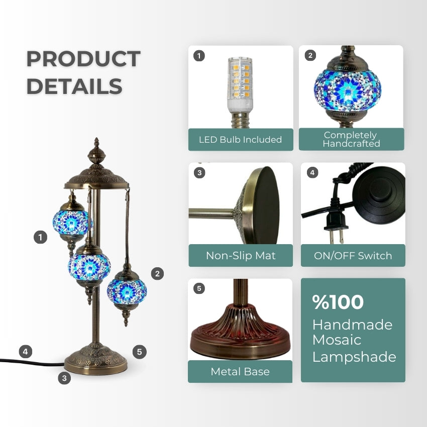 Blue Star Magic mosaic glass table lamp — setup guide