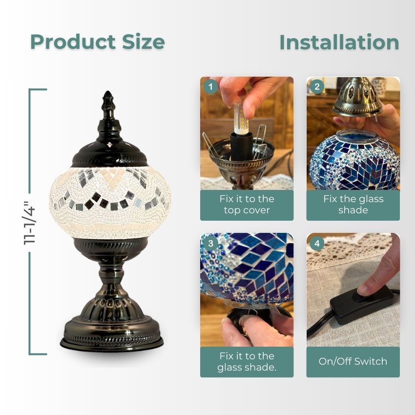 Bright Moonlight Colors mosaic glass table lamp — handmade craftsmanship