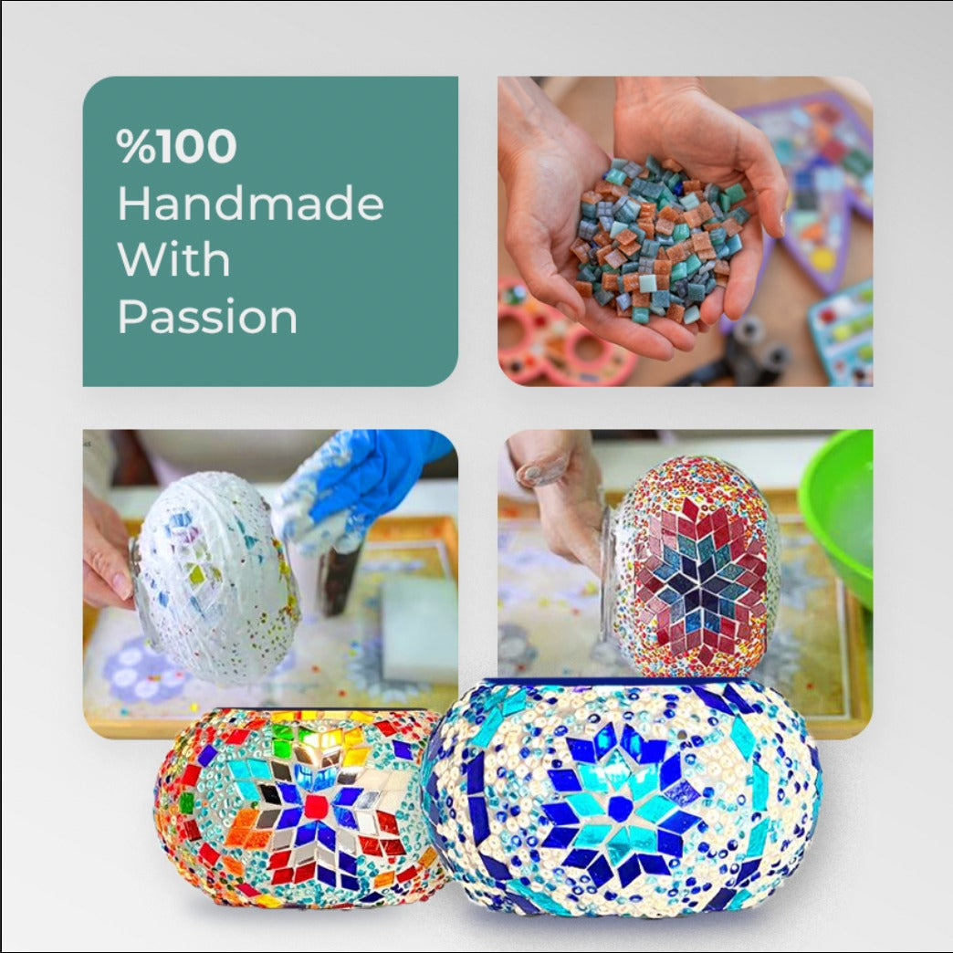 Moroccan Essence mosaic glass table lamp — detail view
