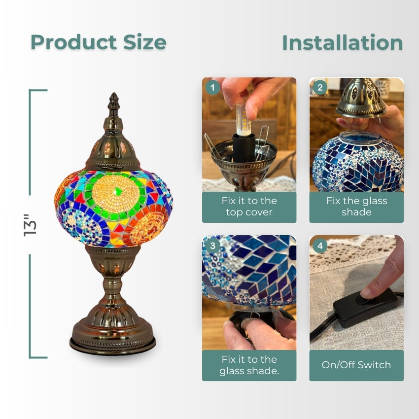 Sunflower Symphony mosaic glass table lamp — handmade craftsmanship