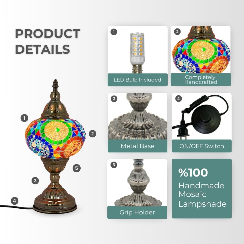 Sunflower Symphony mosaic glass table lamp — setup guide