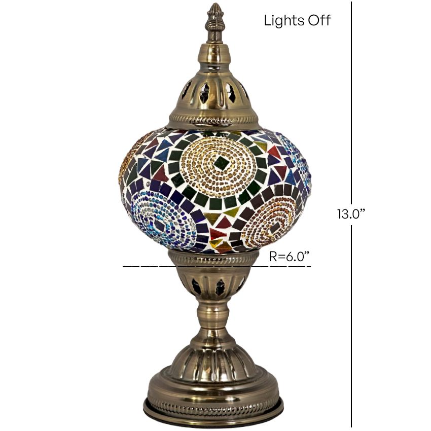 Sunflower Symphony mosaic glass table lamp — size and dimensions