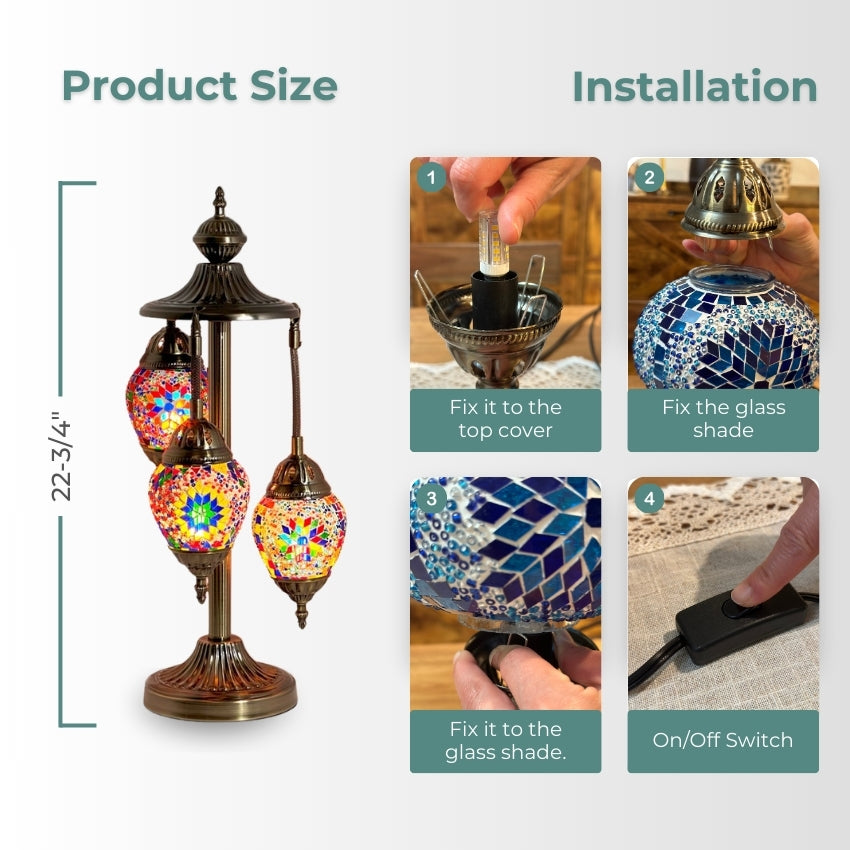 Garden Splendor mosaic glass table lamp — handmade craftsmanship