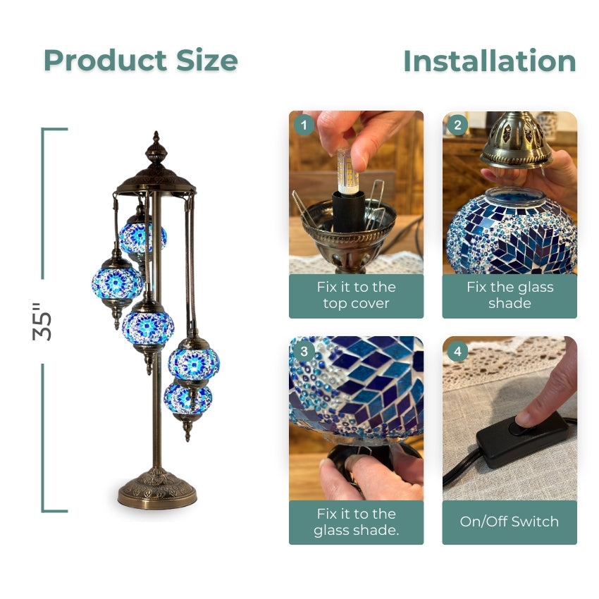 Oceanic Dreams mosaic glass table lamp — handmade craftsmanship