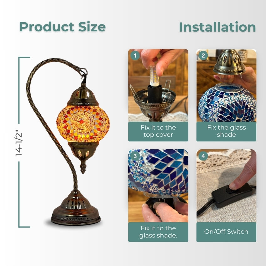 Marrakech Nights mosaic glass table lamp — handmade craftsmanship
