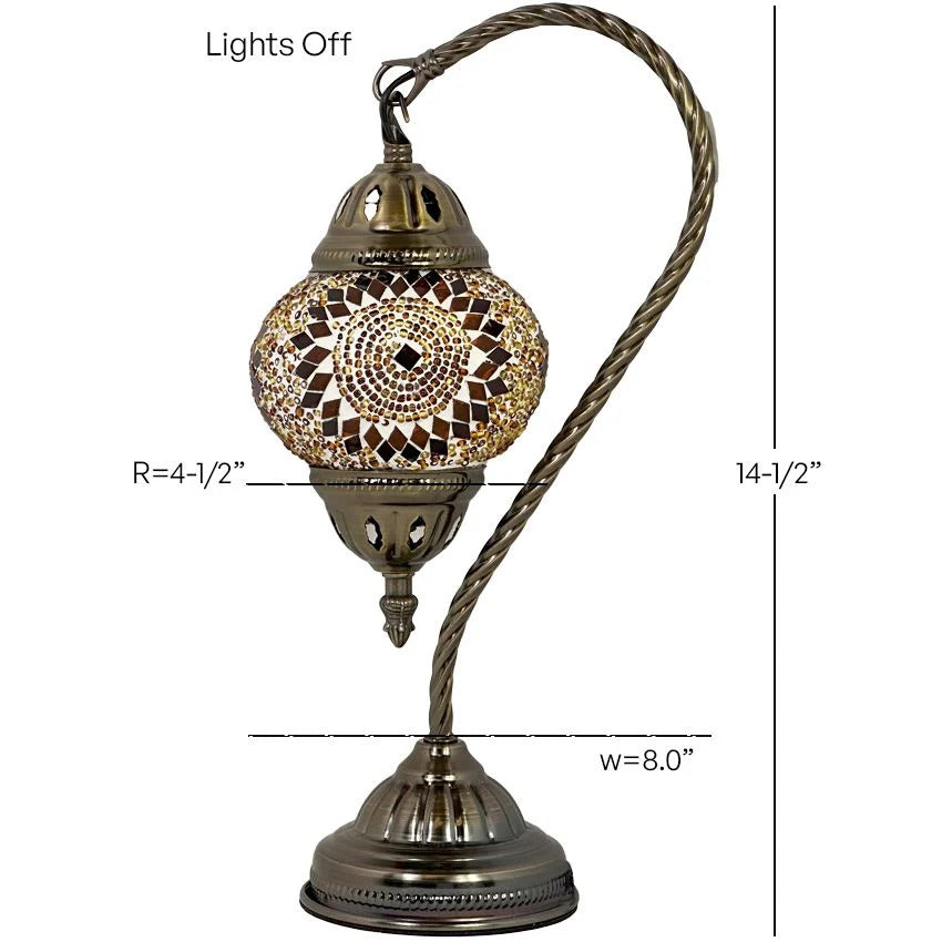 Marrakech Nights mosaic glass table lamp — size and dimensions