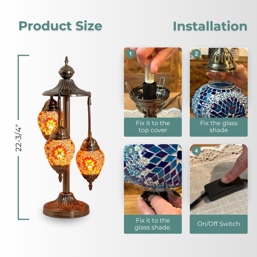 Citrus Charm mosaic glass table lamp — handmade craftsmanship