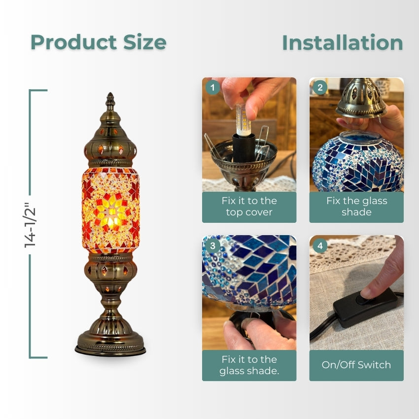 Mediterranean Allure mosaic glass table lamp — handmade craftsmanship