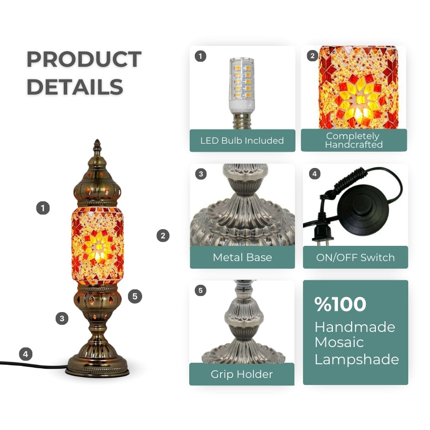 Mediterranean Allure mosaic glass table lamp — setup guide