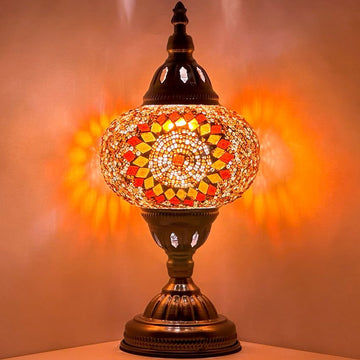 Retro Elegance: Orange Blossom Mosaic Vintage Lamp