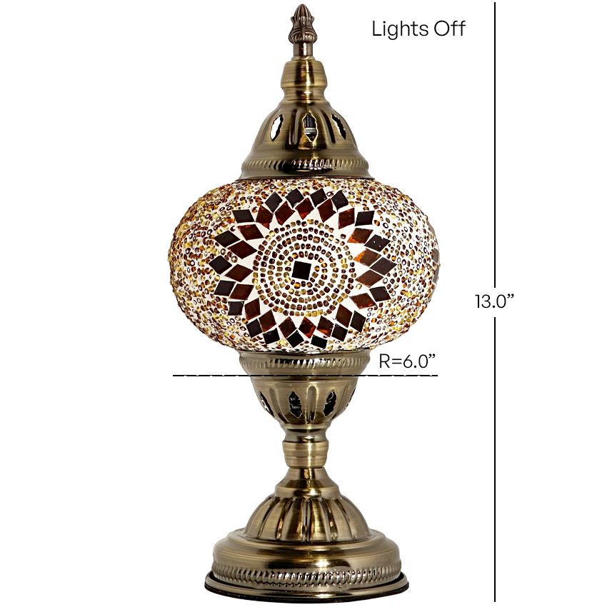 Retro Elegance mosaic glass table lamp — size and dimensions