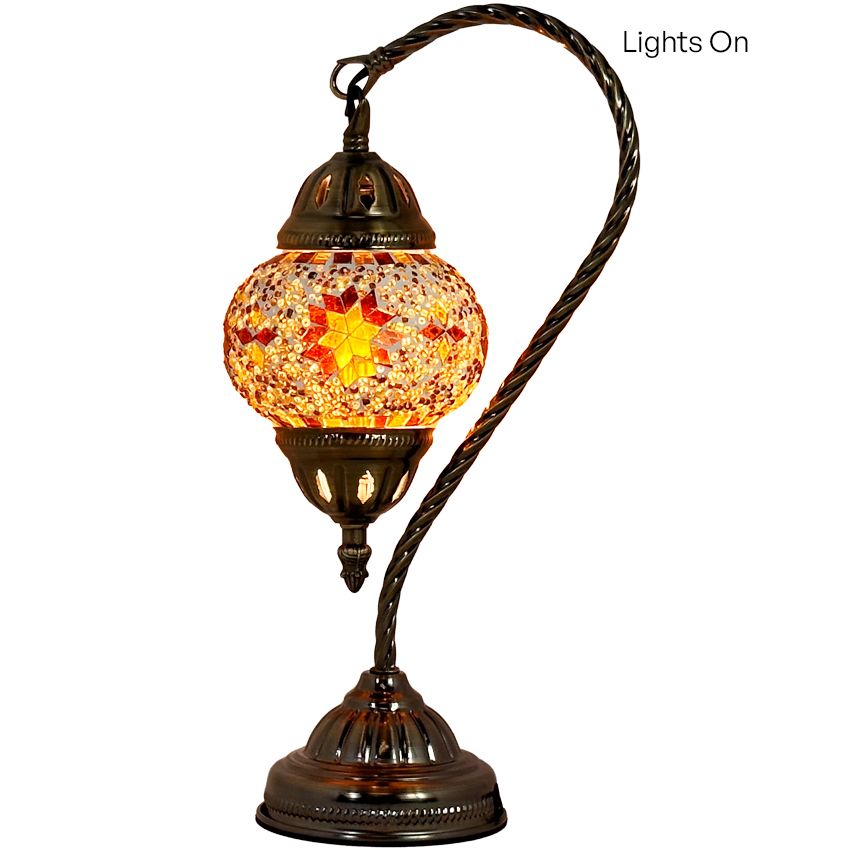 Sunset Glow mosaic glass table lamp — close-up of the mosaic glass