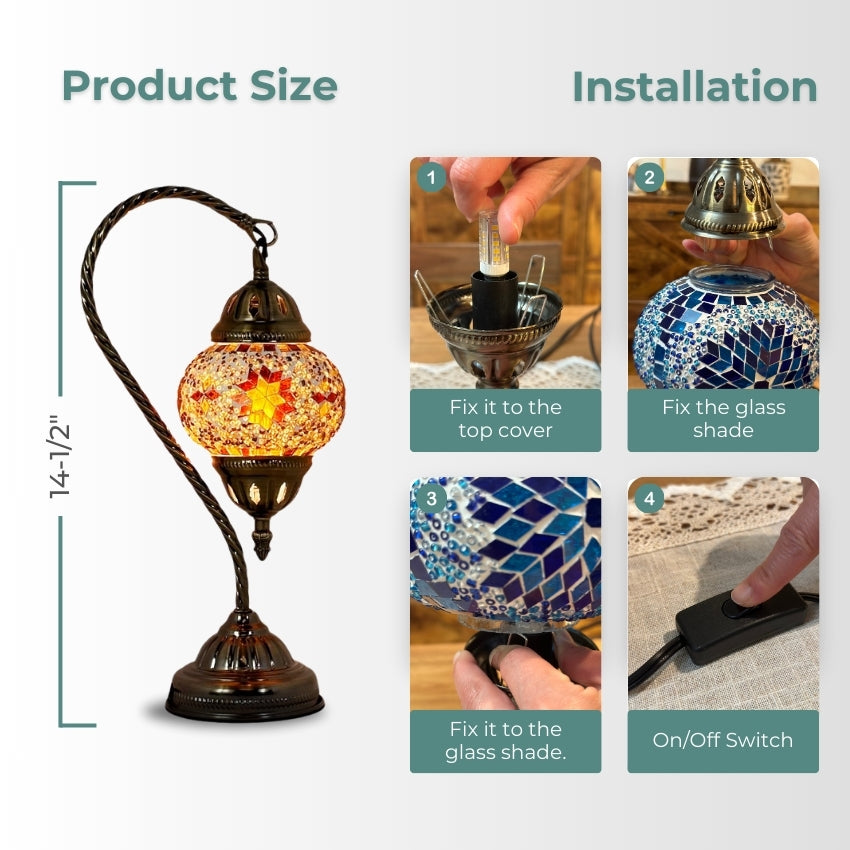 Sunset Glow mosaic glass table lamp — handmade craftsmanship