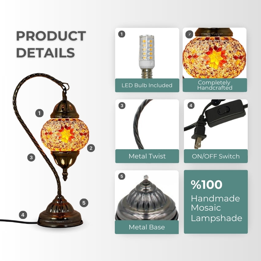 Sunset Glow mosaic glass table lamp — setup guide