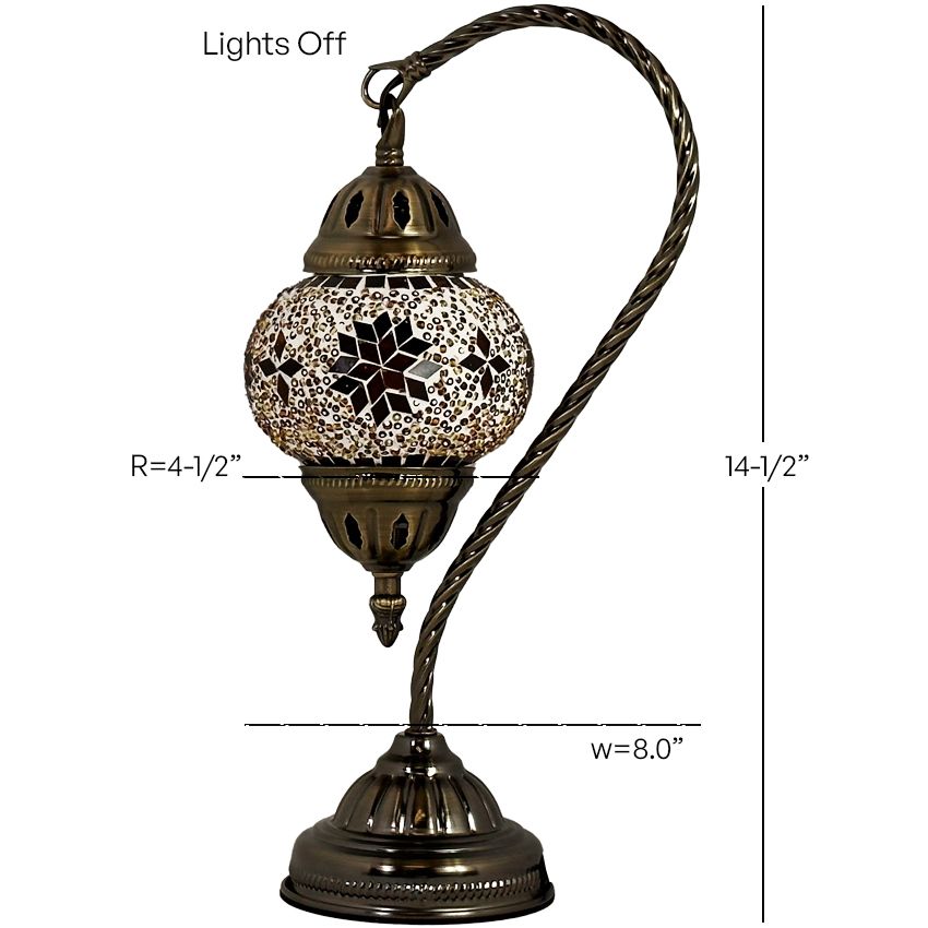Sunset Glow mosaic glass table lamp — size and dimensions