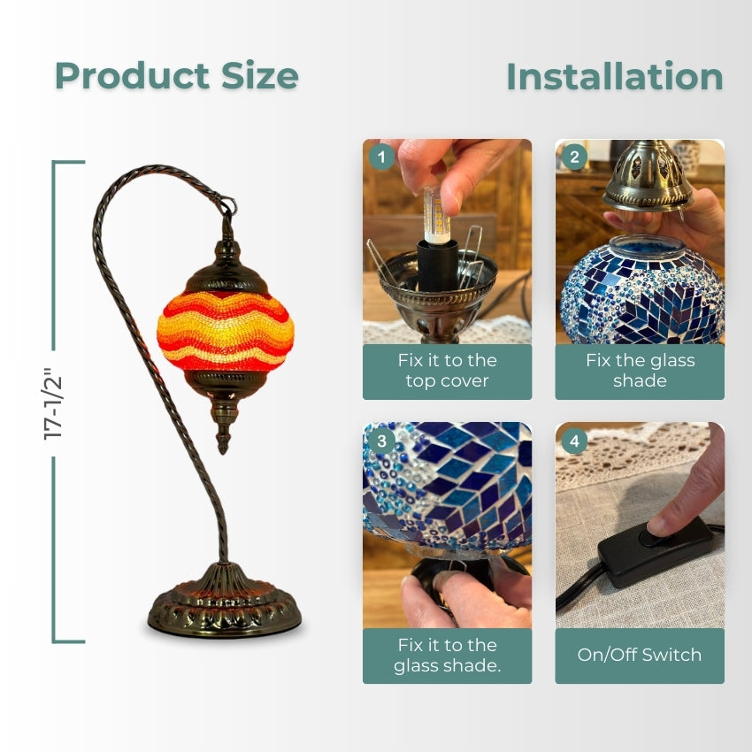 Citrus Radiance mosaic glass table lamp — handmade craftsmanship