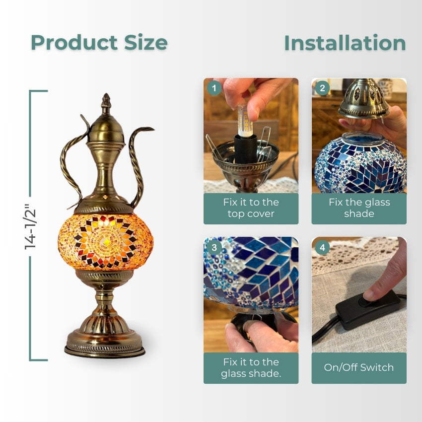 Tangerine Dreams mosaic glass table lamp — handmade craftsmanship