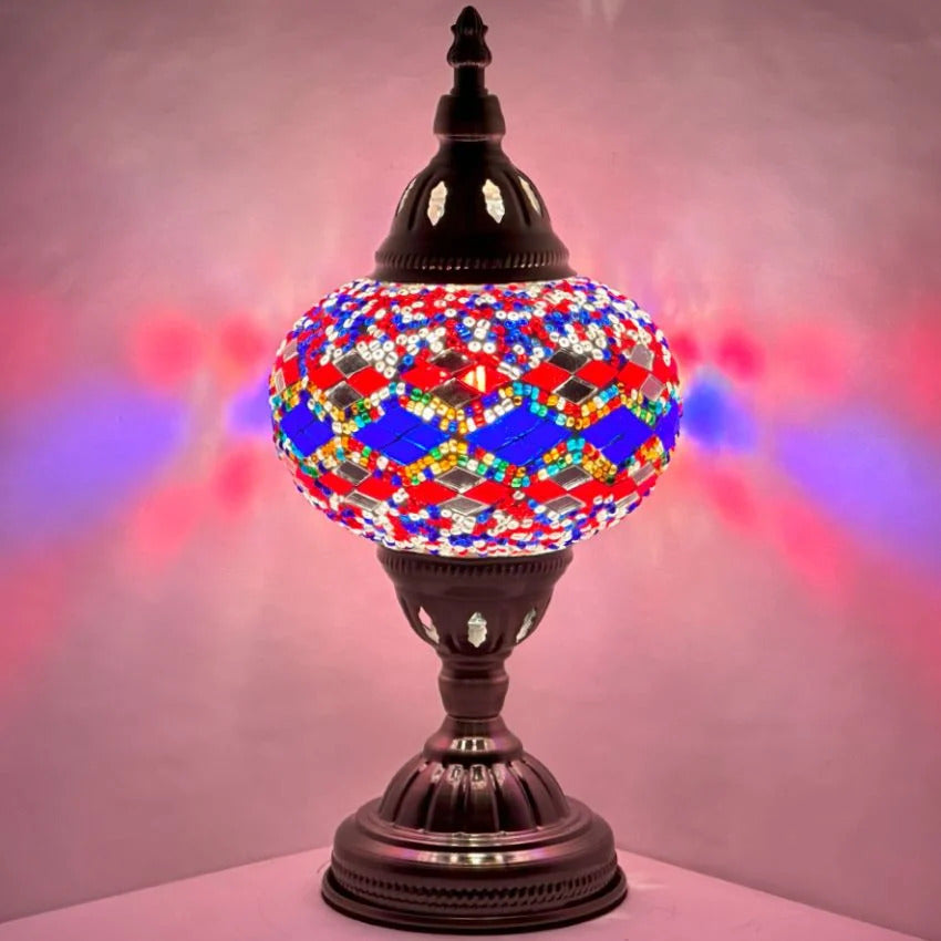 Lavender Twilight mosaic glass table lamp — size and dimensions