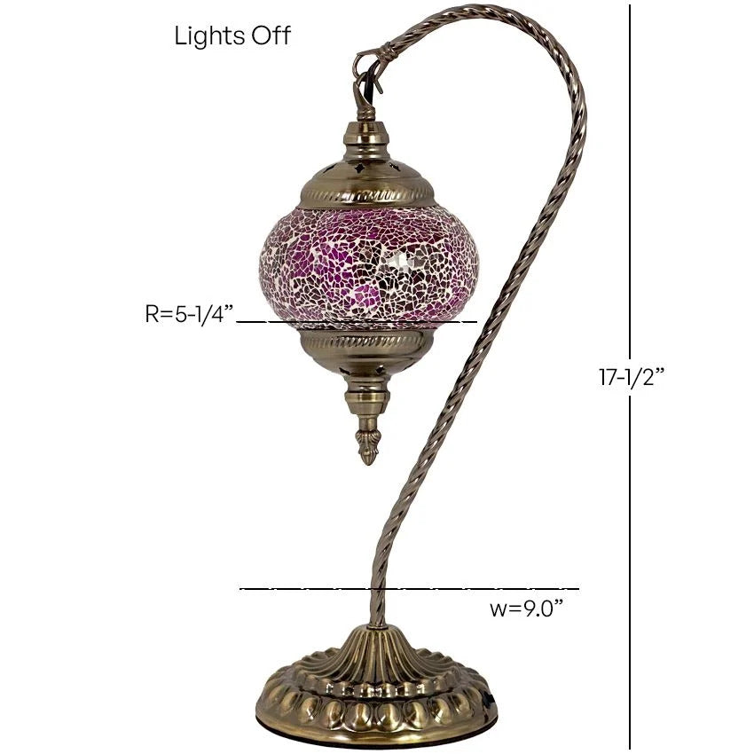Elegant Lavender mosaic glass table lamp — size and dimensions