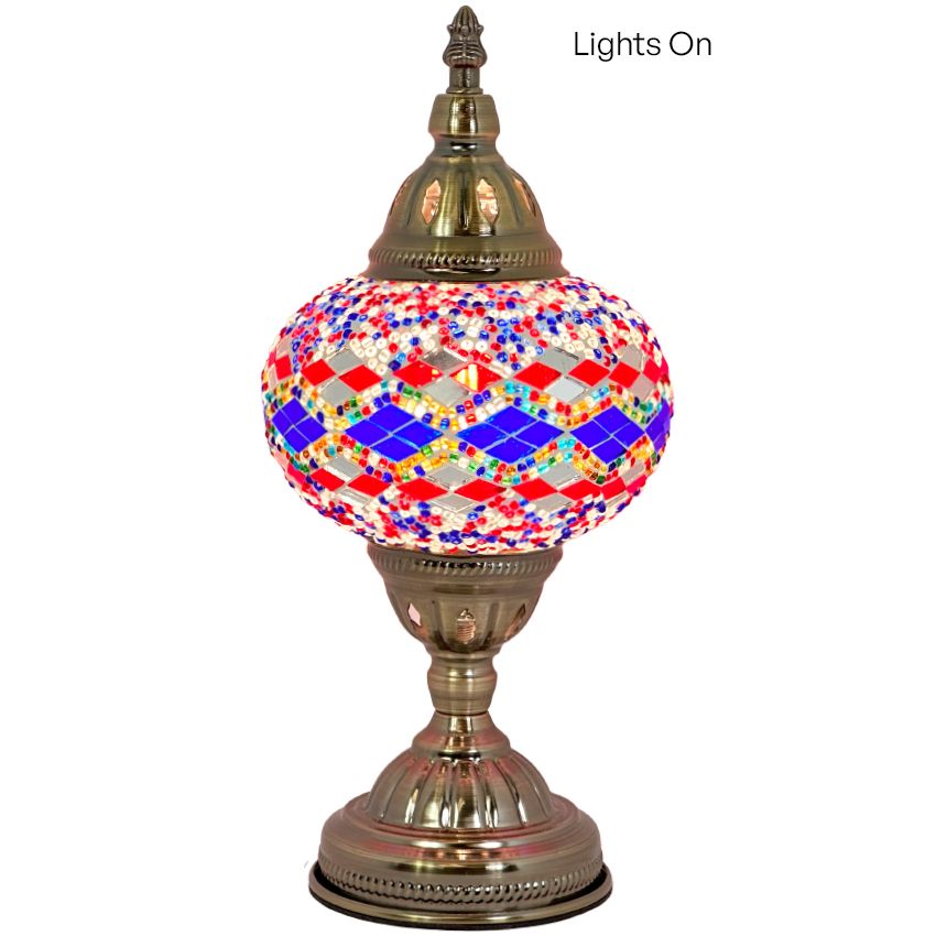 Lavender Twilight mosaic glass table lamp — detail view
