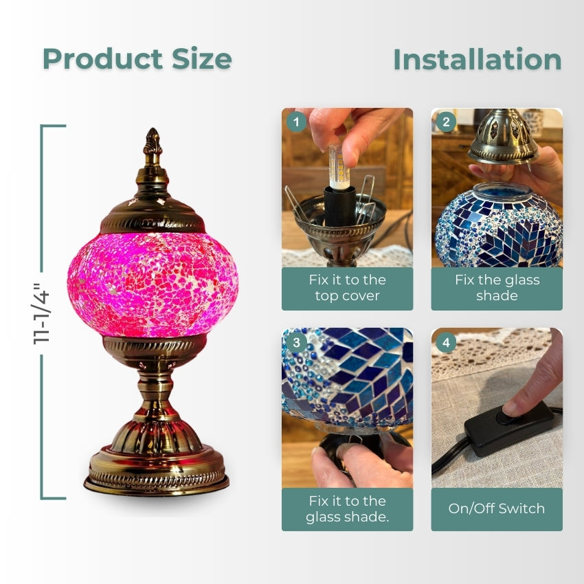Amethyst Hues mosaic glass table lamp — close-up of the mosaic glass