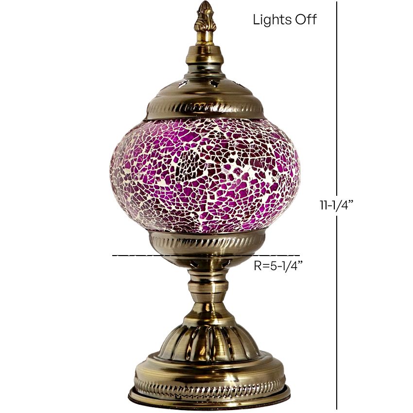 Amethyst Hues mosaic glass table lamp — glowing in a styled room