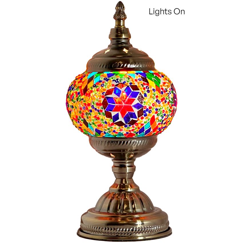 Purple Aurora mosaic glass table lamp — close-up of the mosaic glass
