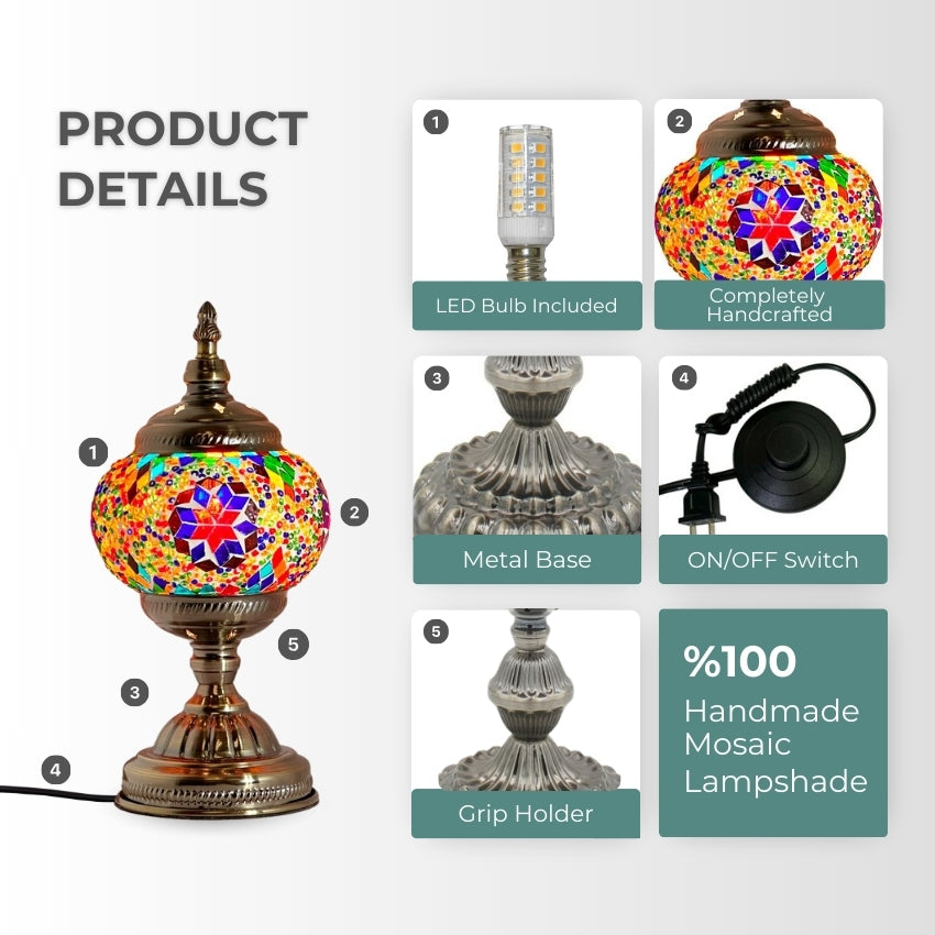 Purple Aurora mosaic glass table lamp — setup guide