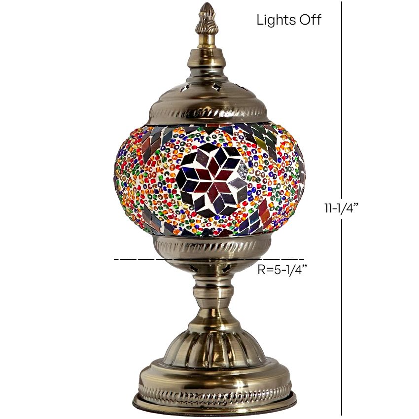 Purple Aurora mosaic glass table lamp — size and dimensions