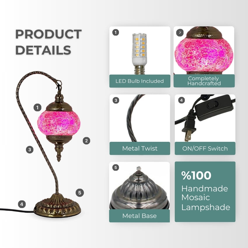 Elegant Lavender mosaic glass table lamp — setup guide