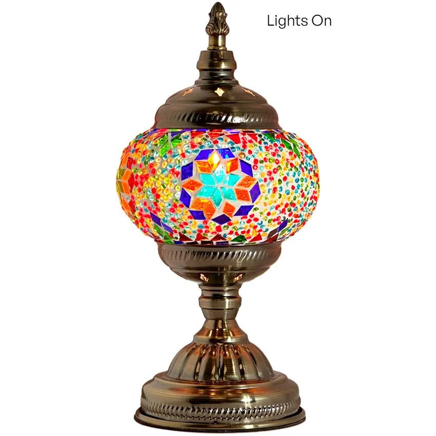 Retro Rainbow mosaic glass table lamp — close-up of the mosaic glass