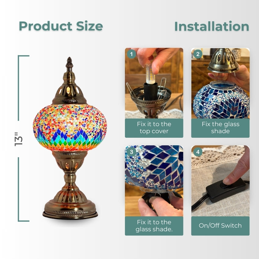 Spectrum Harmony mosaic glass table lamp — handmade craftsmanship