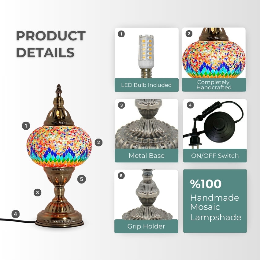 Spectrum Harmony mosaic glass table lamp — setup guide