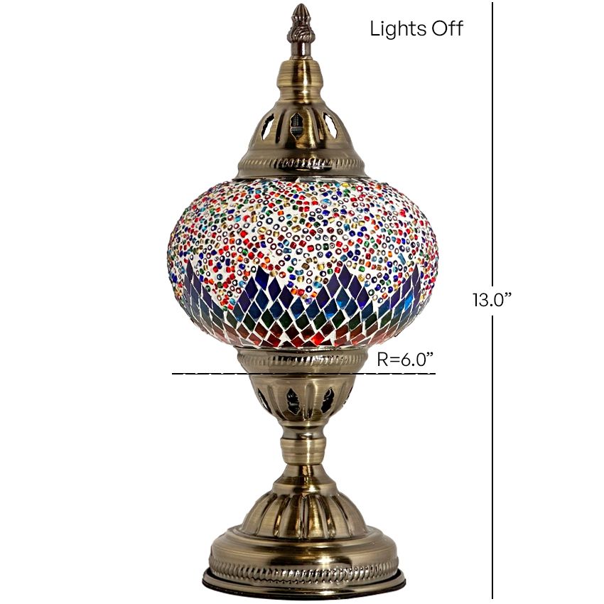 Spectrum Harmony mosaic glass table lamp — size and dimensions