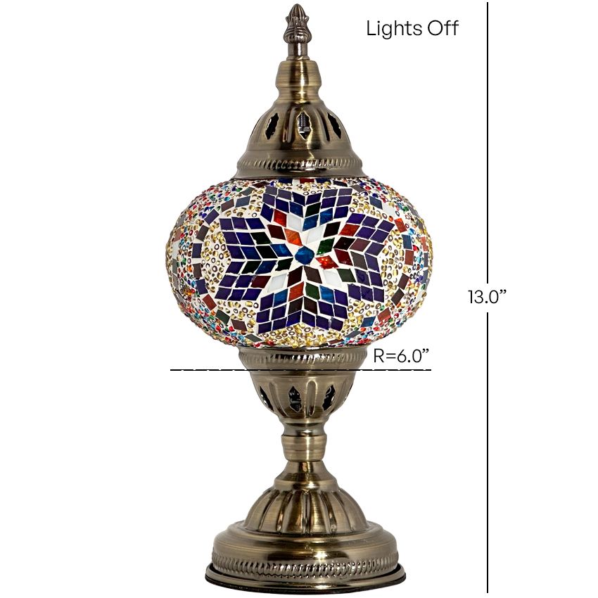 Moroccan Sunset mosaic glass table lamp — size and dimensions