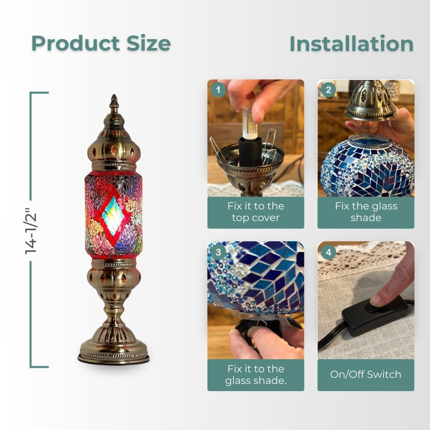 Kaleidoscope Vision mosaic glass table lamp — handmade craftsmanship