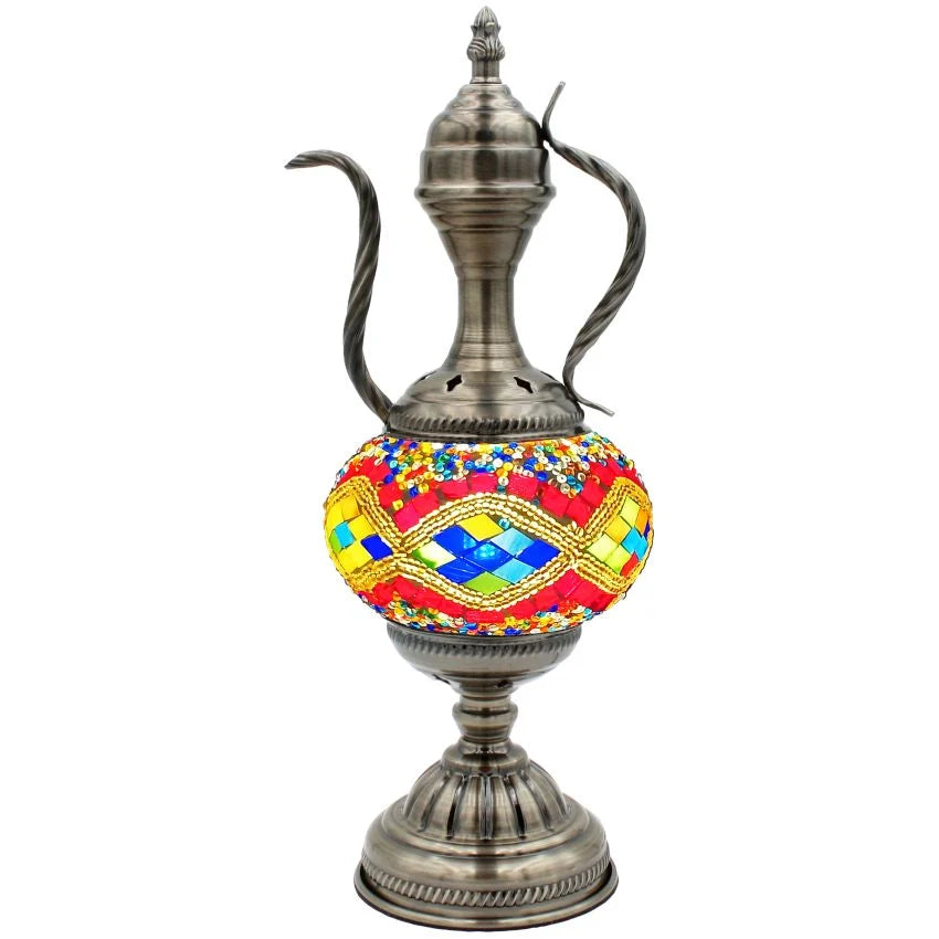 Rainbow Enchantment mosaic glass table lamp — close-up of the mosaic glass