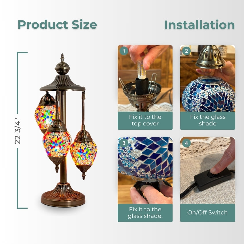 Floral Spectacle mosaic glass table lamp — handmade craftsmanship