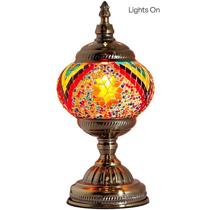 Floral Spectacle mosaic glass table lamp — close-up of the mosaic glass