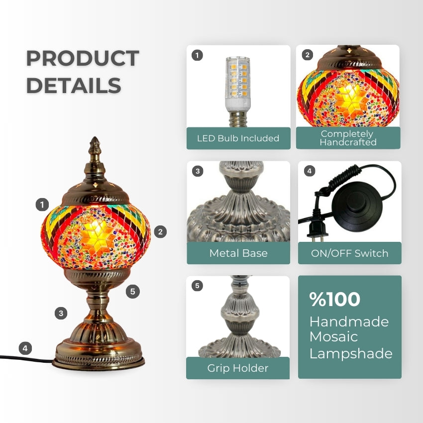 Floral Spectacle mosaic glass table lamp — setup guide